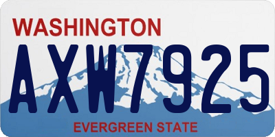 WA license plate AXW7925