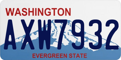 WA license plate AXW7932