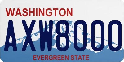 WA license plate AXW8000