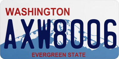 WA license plate AXW8006