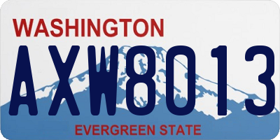WA license plate AXW8013
