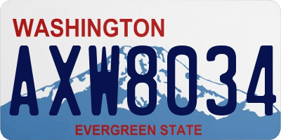 WA license plate AXW8034