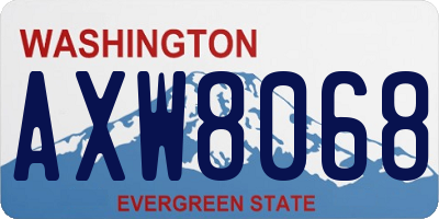 WA license plate AXW8068