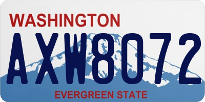 WA license plate AXW8072