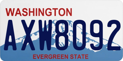 WA license plate AXW8092