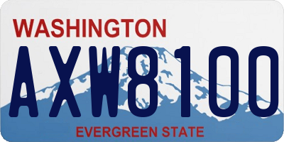 WA license plate AXW8100