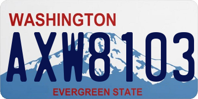 WA license plate AXW8103