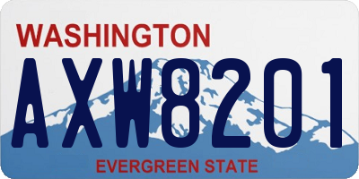 WA license plate AXW8201