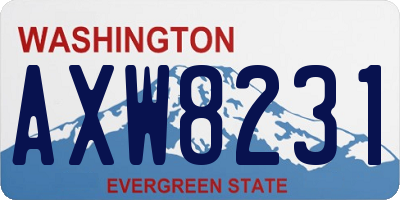 WA license plate AXW8231