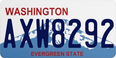 WA license plate AXW8292