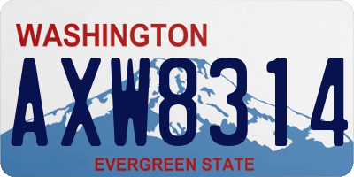 WA license plate AXW8314