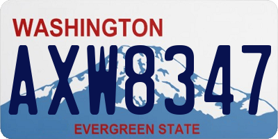 WA license plate AXW8347
