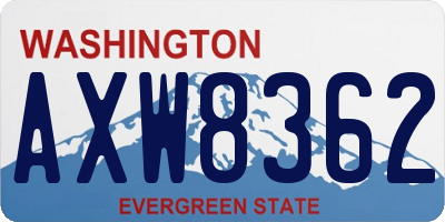 WA license plate AXW8362