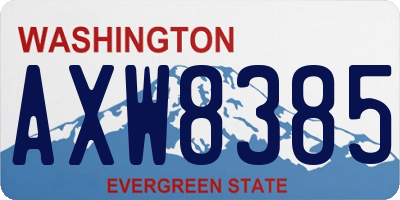 WA license plate AXW8385