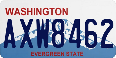 WA license plate AXW8462