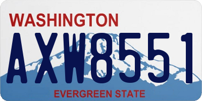 WA license plate AXW8551