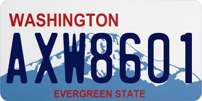 WA license plate AXW8601