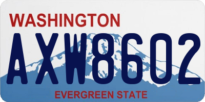 WA license plate AXW8602