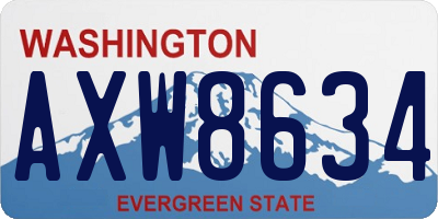 WA license plate AXW8634