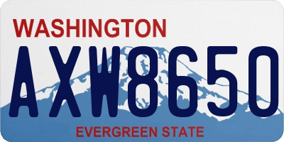 WA license plate AXW8650