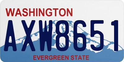 WA license plate AXW8651