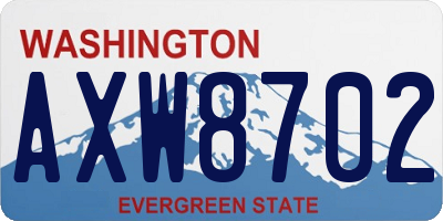 WA license plate AXW8702