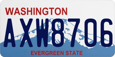 WA license plate AXW8706
