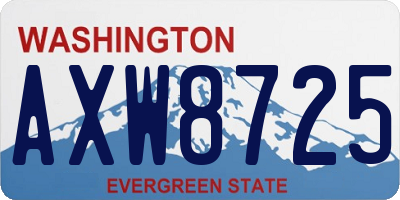WA license plate AXW8725