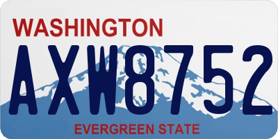 WA license plate AXW8752