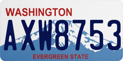 WA license plate AXW8753