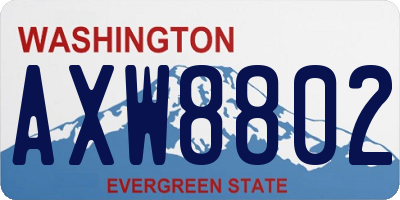 WA license plate AXW8802