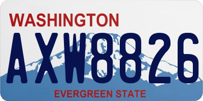 WA license plate AXW8826