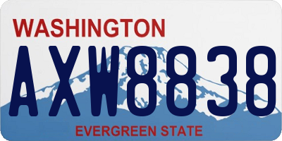 WA license plate AXW8838