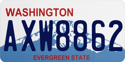WA license plate AXW8862