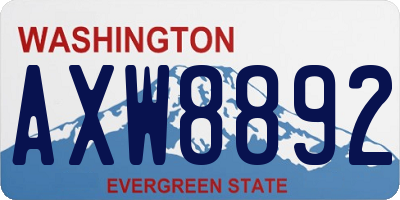 WA license plate AXW8892