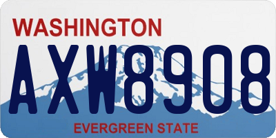 WA license plate AXW8908