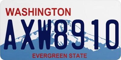 WA license plate AXW8910