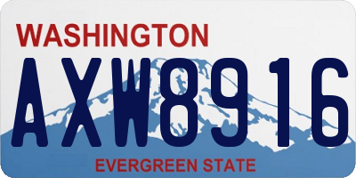 WA license plate AXW8916