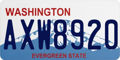 WA license plate AXW8920