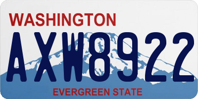 WA license plate AXW8922