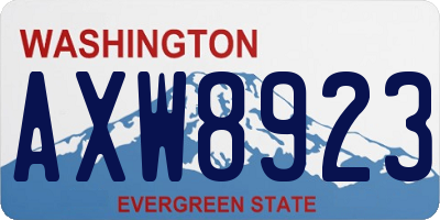 WA license plate AXW8923