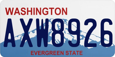 WA license plate AXW8926