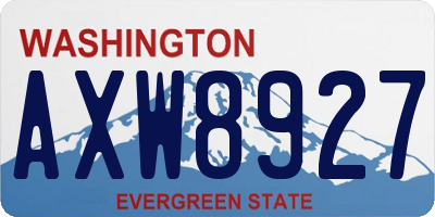 WA license plate AXW8927