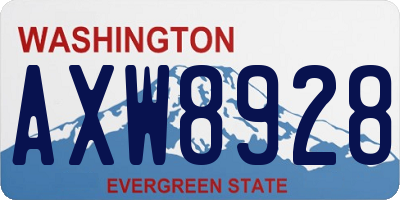 WA license plate AXW8928
