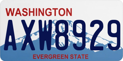 WA license plate AXW8929