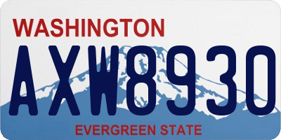WA license plate AXW8930