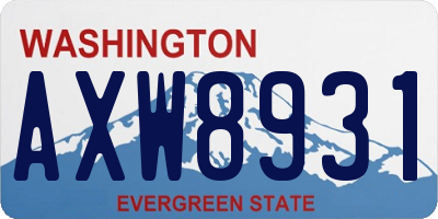 WA license plate AXW8931