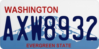 WA license plate AXW8932