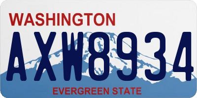 WA license plate AXW8934