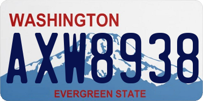 WA license plate AXW8938